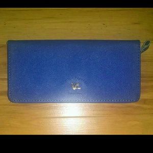 Royal Blue & Pink Large Zip Wallet