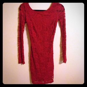 Sexy red lace dress perfect for the holidays!!