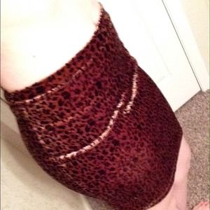 Leopard pencil skirt velvet brown forever21