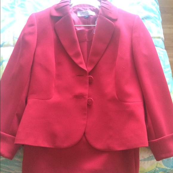 Red womens skirt suit