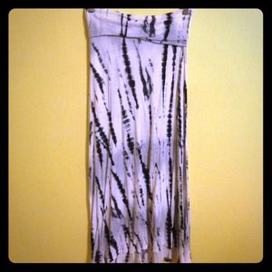 Black and white tie dye maxi skirt