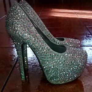 Rhinestone studded 6 inch heels