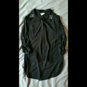 Sheer high low button up blouse