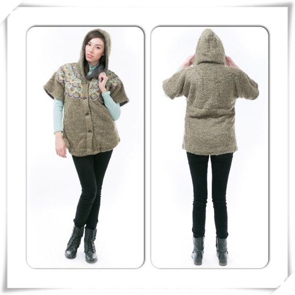 Kimono sleeve hooded coat