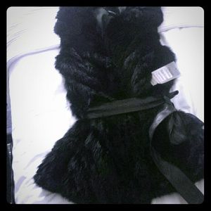 Trilogy chevron real fur vest