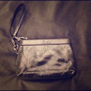 ⚡️REDUCED⚡️ Metallic Grey Coach Wristlet
