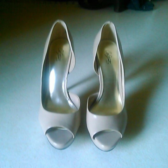 City streets beige peep toe high heel