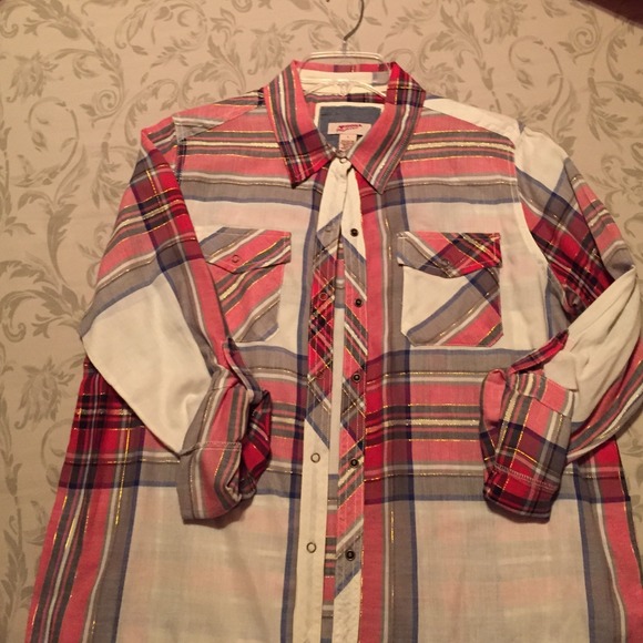 Red plaid cotton shirt