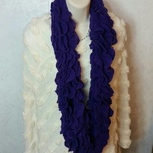 Ruffled knit infinity purple scarf new