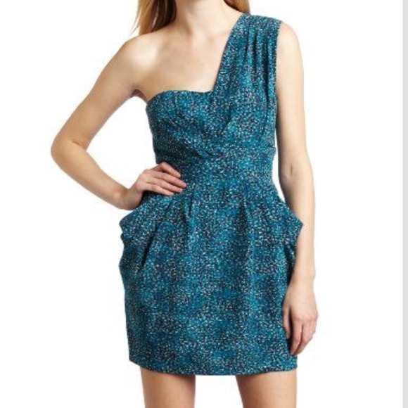 BCBG Generation teal, one-shoulder dress - Picture 3 of 3