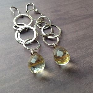 Pure silver and gold Quartz earrings