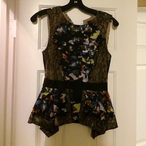 BCBG floral & lace top