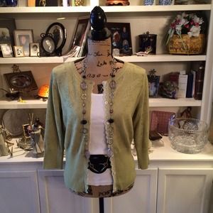 LIZ CLAIBORNE SPRING GREEN CARDIGAN