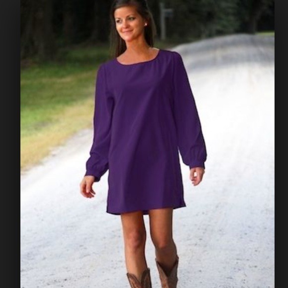 Purple Long Sleeve Shift Dress!