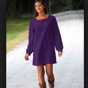 Purple Long Sleeve Shift Dress!
