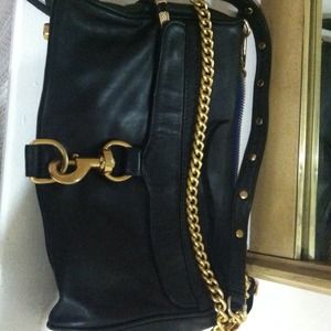 Rebecca mink off Mac blk blue zip, Gold hardware.