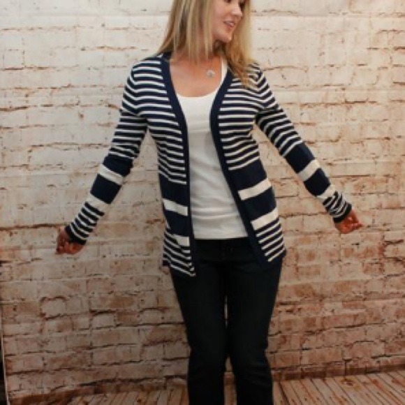 BUNDLED - Striped Cardigan Sweater, Navy & White! - Picture 2 of 4