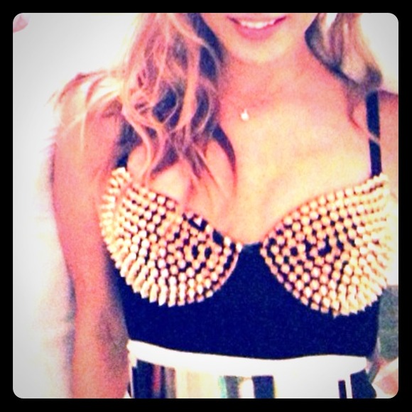 Stud bra black top