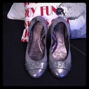 COACH Silver Ballet Flats