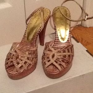 BCBGirls Pink Python Cage Pumps