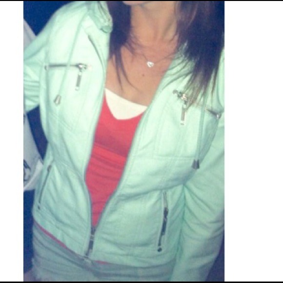 💜Turquoise Leather Jacket - Picture 3 of 4