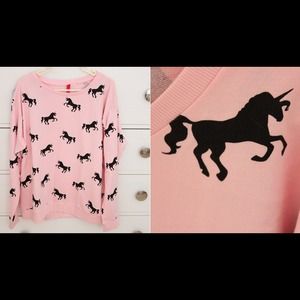 H&M cozy pink unicorn sweatshirt