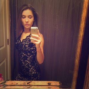 Black and Nude Lace Dress