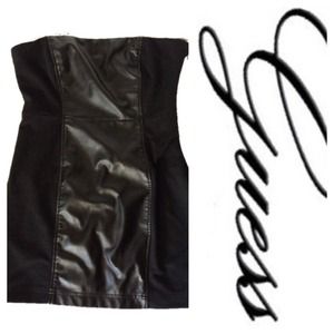 sexy GUESS Stretchy LBD Faux Leather trim