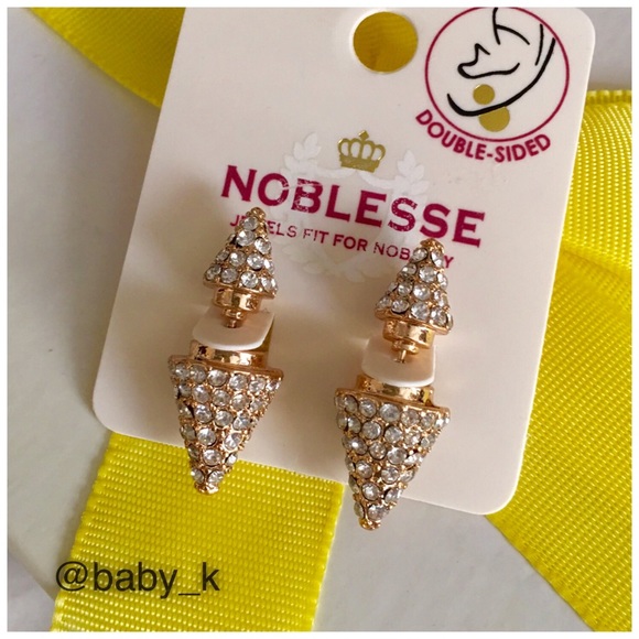 GOLD RIVET PAVE PEEKABOO EARRINGS - Picture 3 of 3