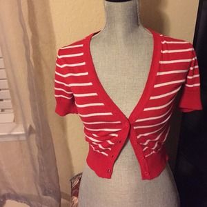 Red & White Stripped Cardigan