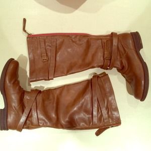 Steve Madden Riding Boots with red zipper details