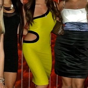 Lime green cutout fitted bebe dress