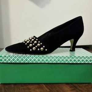 J. RENEE black heels with gold studs