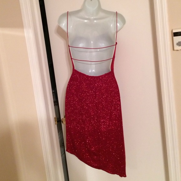 Super sexy red shiny performance Shift dress - Picture 4 of 4