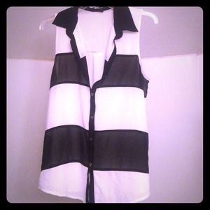 Translucent black and white top. Worn twice.