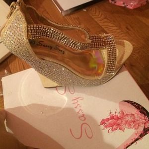 Shoes - Gold sparkly wedge Shoes - Gold sparkly wedge