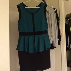 ✳️jersey green peplum dress plus size 3x