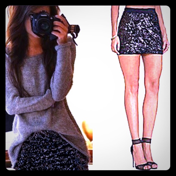 BCBGMazAzria Paxton Sequin-Appliqué mini skirt NWT