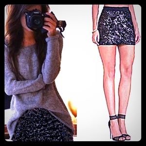 BCBGMazAzria Paxton Sequin-Appliqué mini skirt NWT