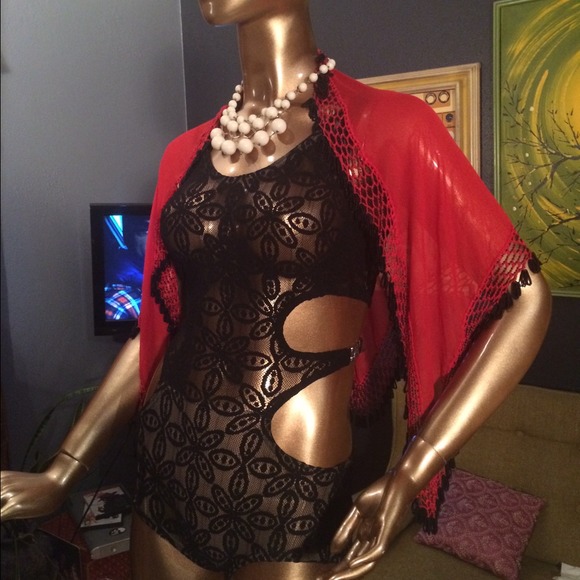 Vintage Spanish Beaded n Crochet Scarf Shawl - Picture 2 of 4