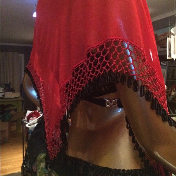 Vintage Spanish Beaded n Crochet Scarf Shawl - Picture 4 of 4