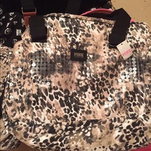 Victoria's Secret bling leopard mini duffle