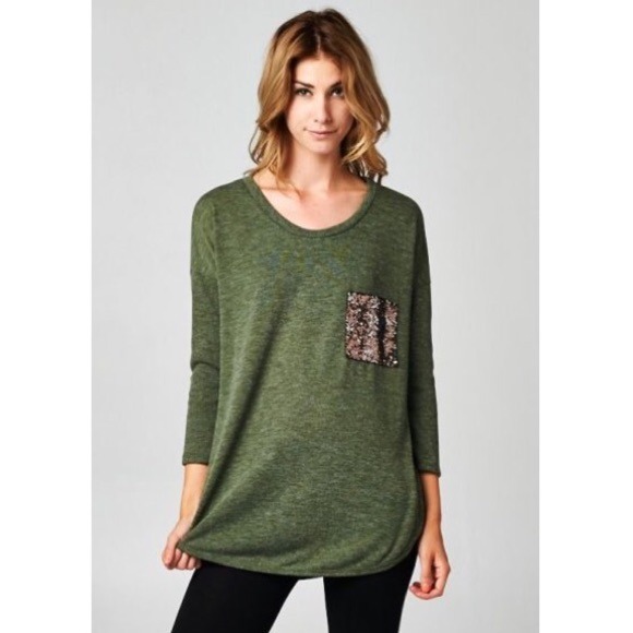 NWOT Sequin Pocket Top