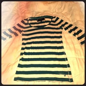 AE green striped top