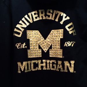 NWT black university of Michigan bedazzled large