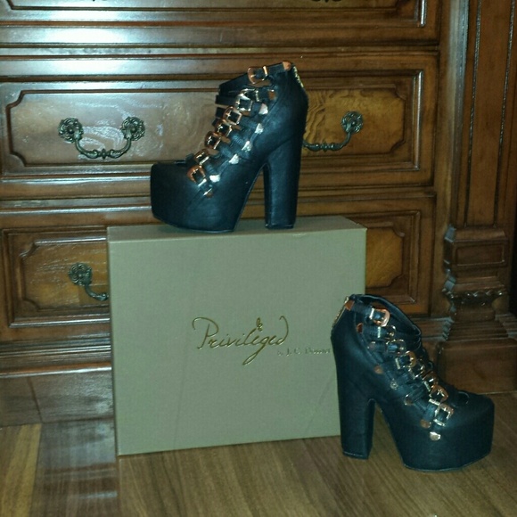 Black platform booties