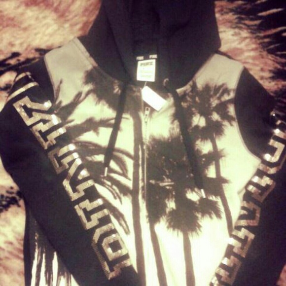 Victorias Secret PINK Gold palm tree hoodie