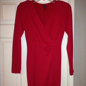 Red, long sleeve dress