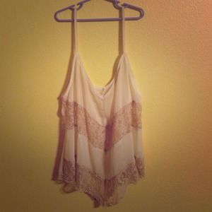 Lacey sheer tank top in ivory