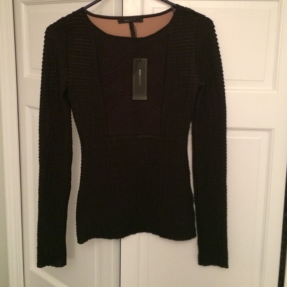 BCBG Black Sheer Long Sleeve NWT